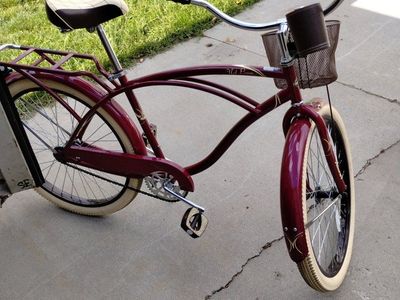 Huffy Nel Lusso Cruiser Bike 26 Inch Maroon with Basket