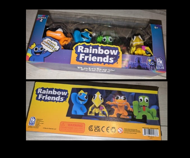 Roblox Rainbow Friends Mini Figure 4 Pack Yellow Orange Blue Green Series 2 Neon