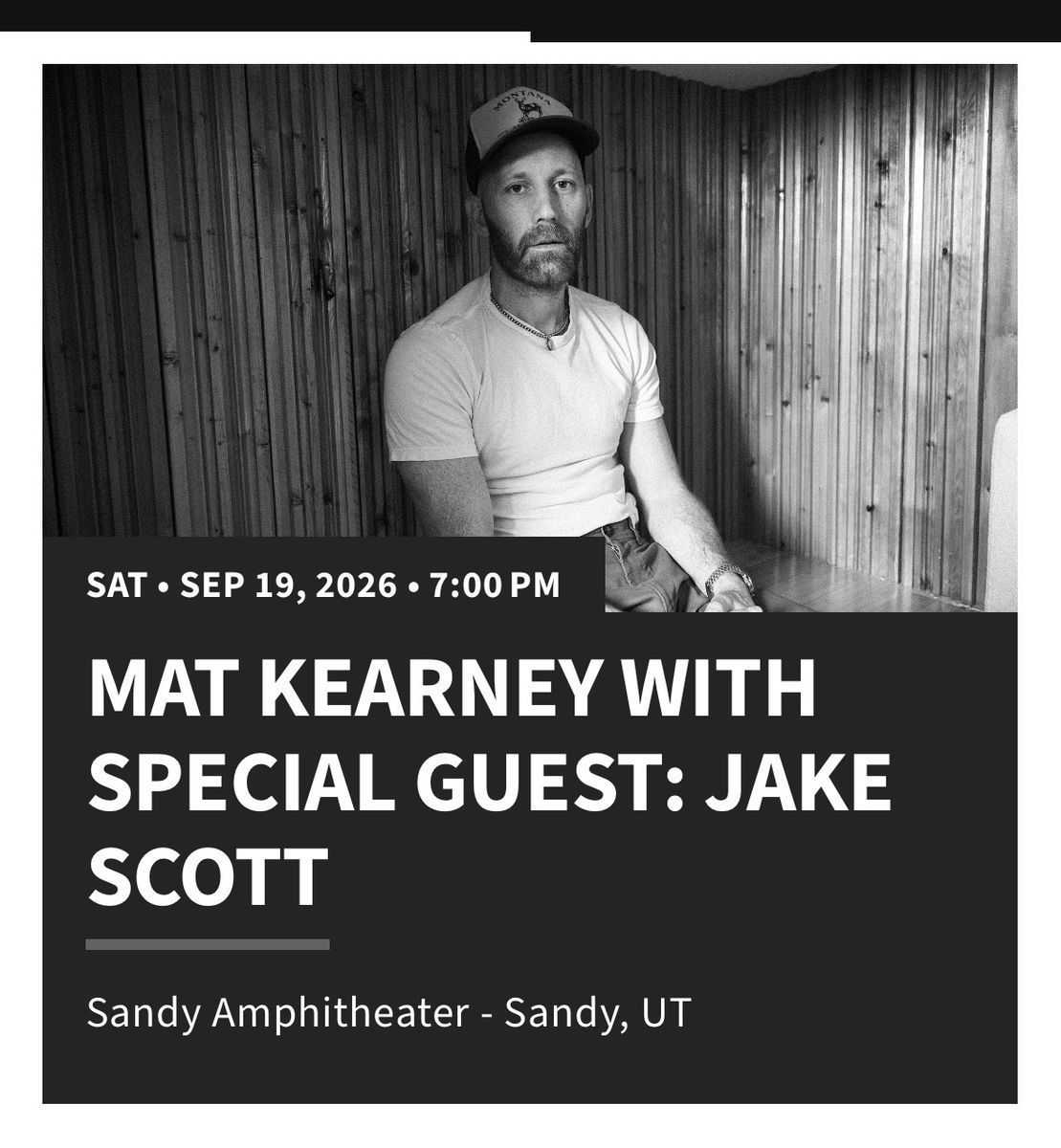 Mat Kearney with Special Guest Jake Scott Tickets - Sandy Amphitheater Sept 19, 2026