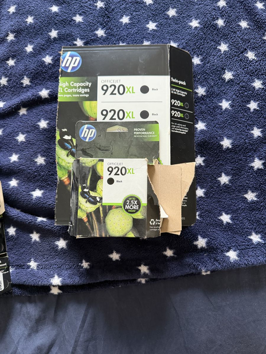 2 - NEW/NEVER USED HP 920 XL BLACK PRINTER CARTRIDGES