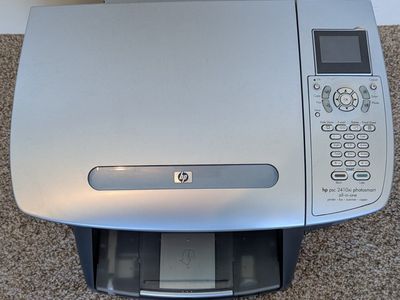 HP PSC 2410xi Photosmart All-in-One Printer, Fax, Scanner, Copier - Silver/Gray