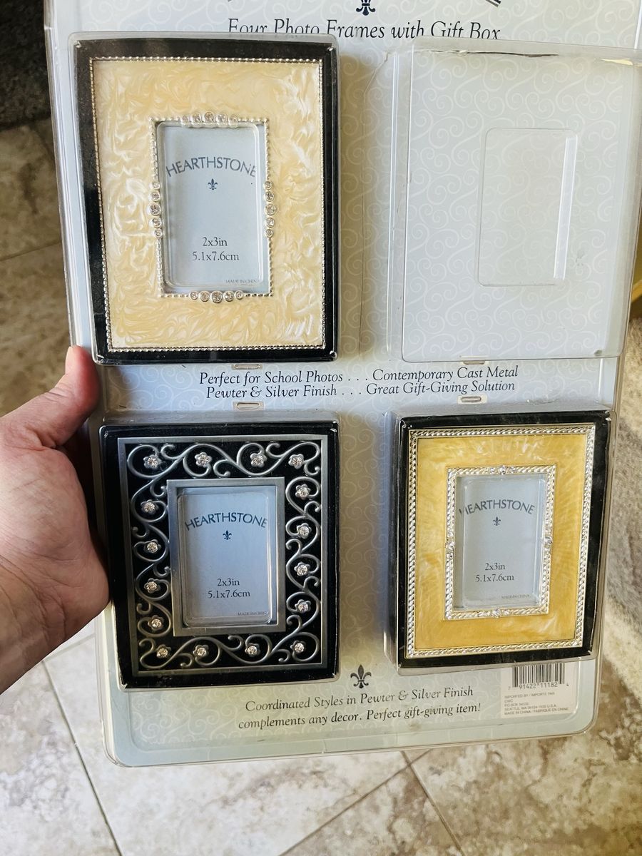 Hearthstone 2x3 Cast Metal Photo Frames - Pewter & Silver Finish, Gift Box