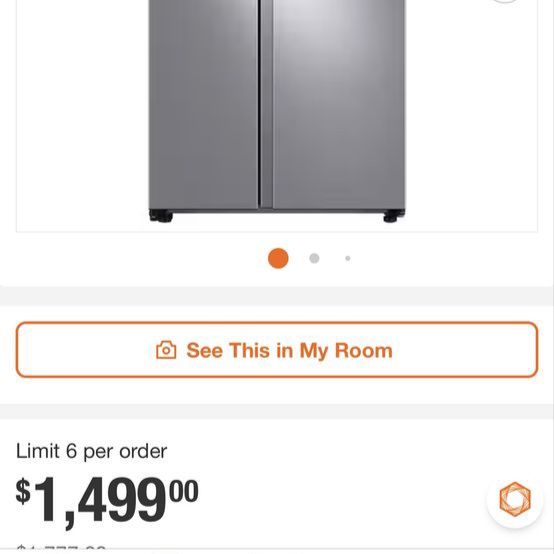 New scratch and dent Samsung 22 cu. ft. Counter Depth Side by Side Refrigerator