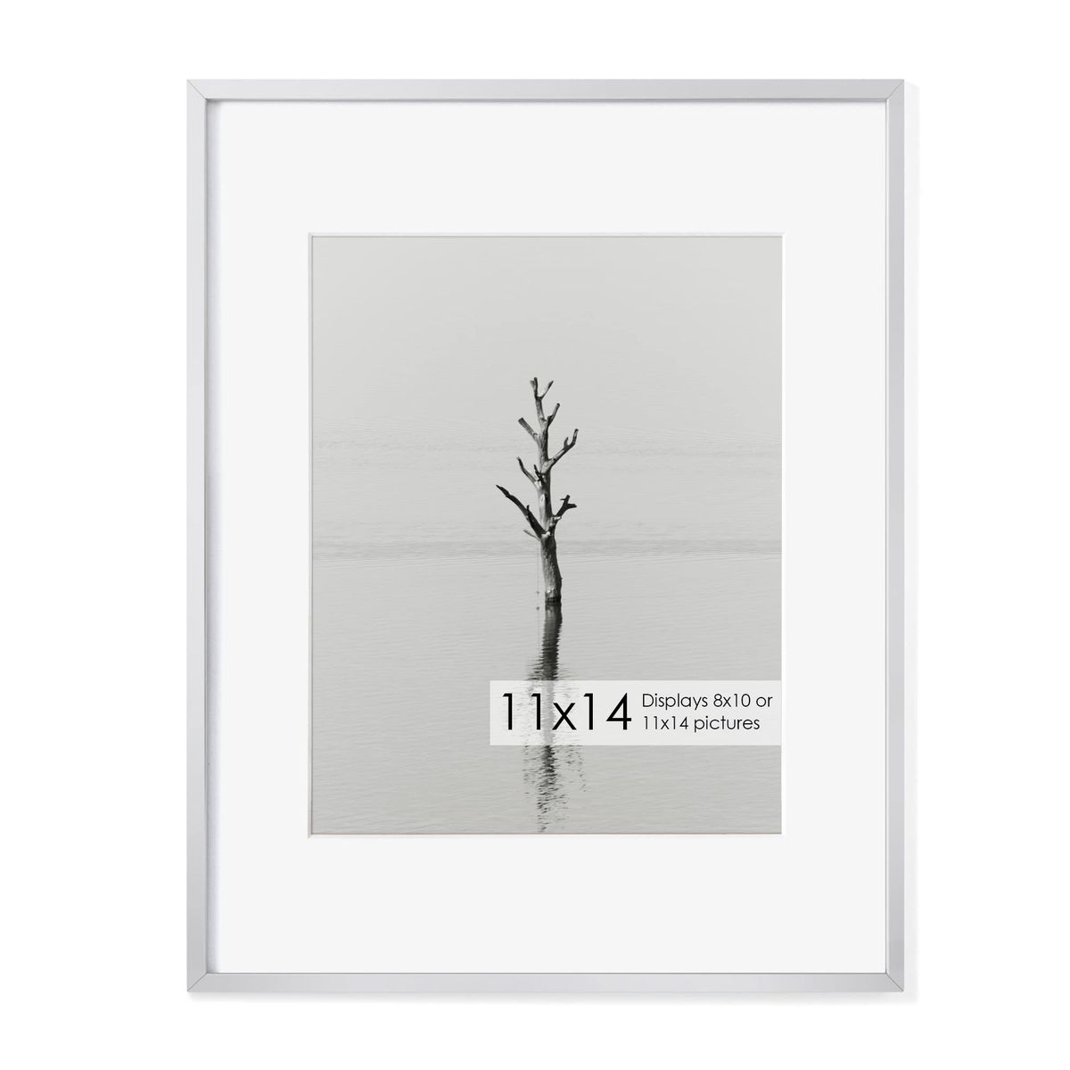 Matte White 11x14 Picture Frame - Displays 8x10 or 11x14 Photos, Sleek Modern Design