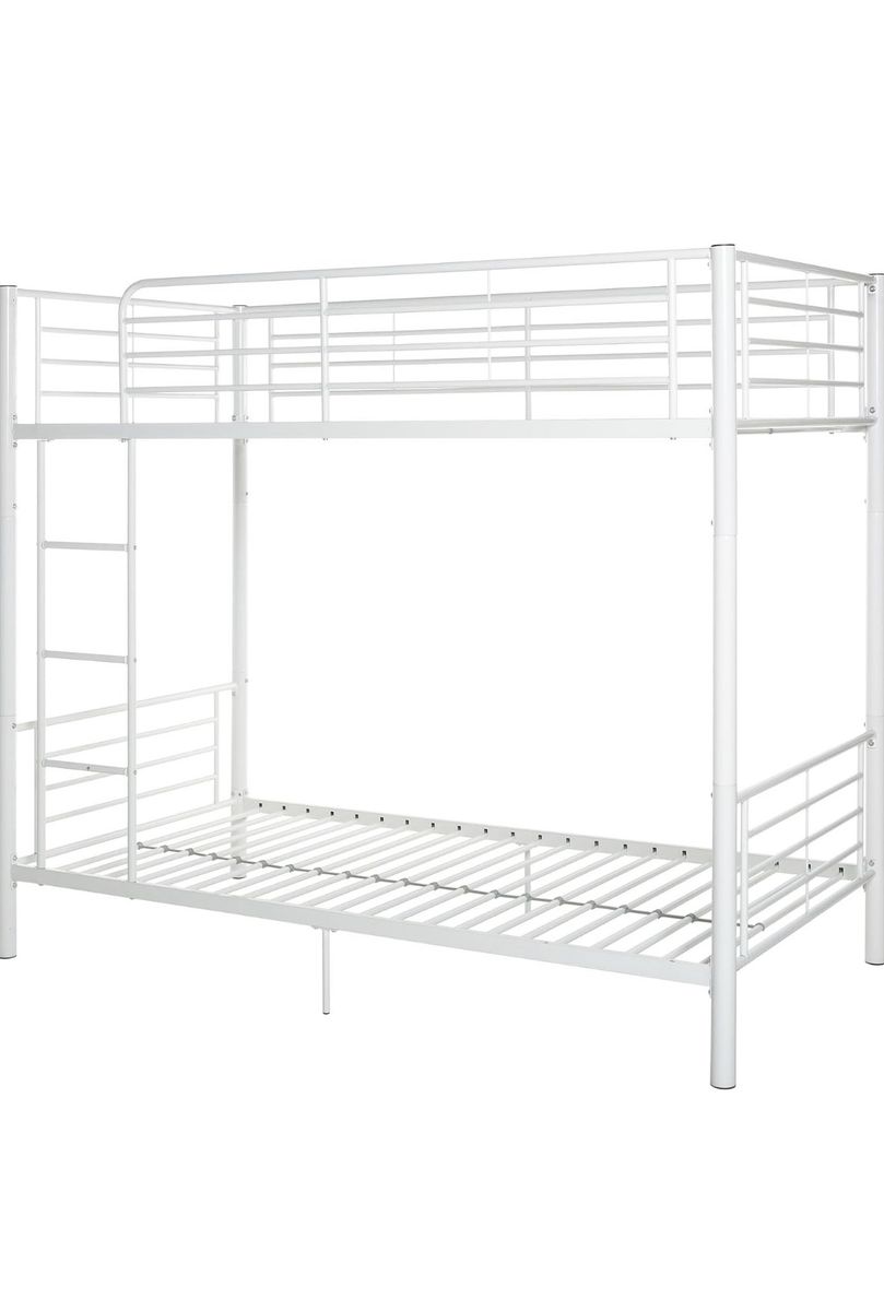 Walker Edison Twin Bunk Bed - White Metal Convertible Design