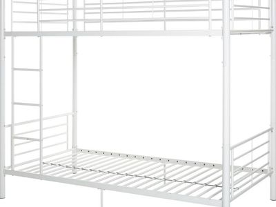 Walker Edison Twin Bunk Bed - White Metal Convertible Design