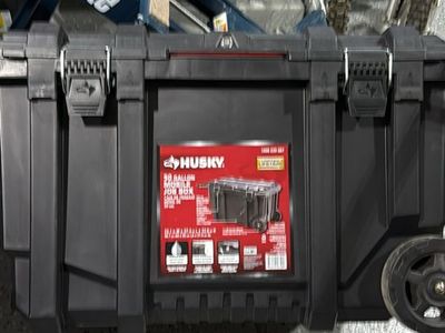 Husky 50-Gallon Mobile Job Box with Wheels - Black, New