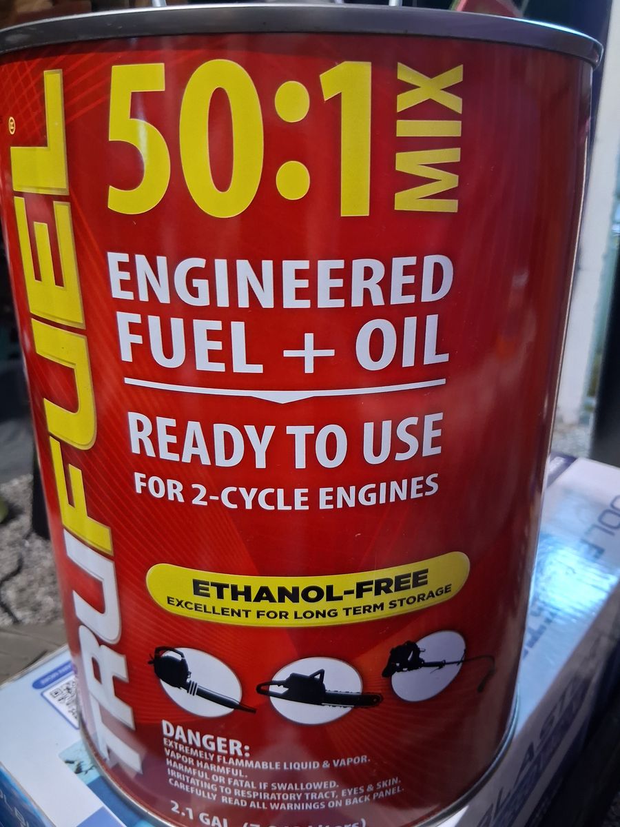 TRUFUEL 50:1 Pre-Mixed Fuel + Oil, 2.1 Gal, Ethanol-Free for 2-Cycle Engines