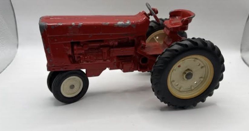 Vintage Red Diecast Toy Tractor Narrow Front Farm Toy