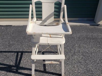 Vintage Wooden White Baby High Chair