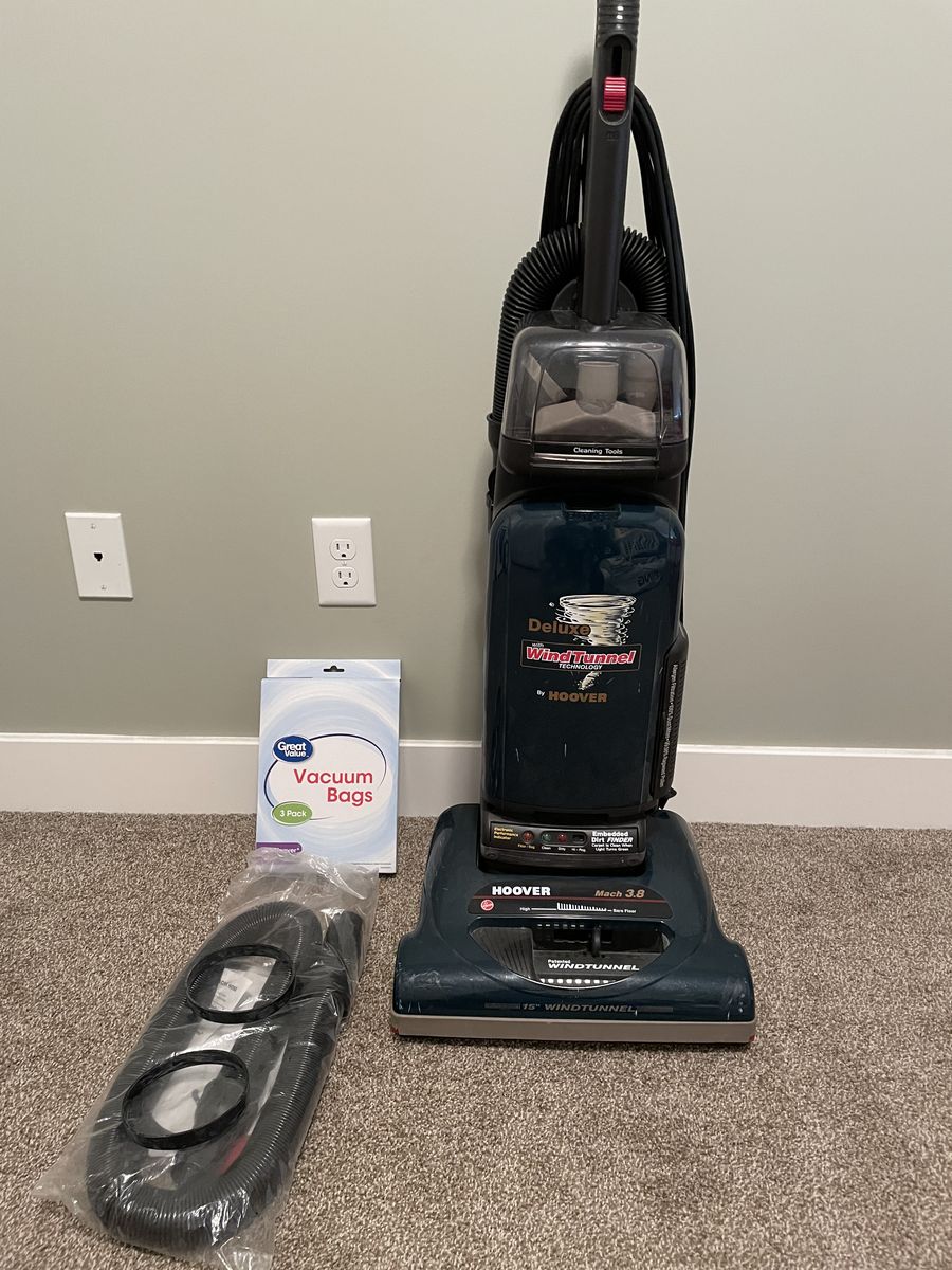 Hoover WindTunnel Deluxe Mach 3.8 Upright Vacuum with Extra Bags & Hose