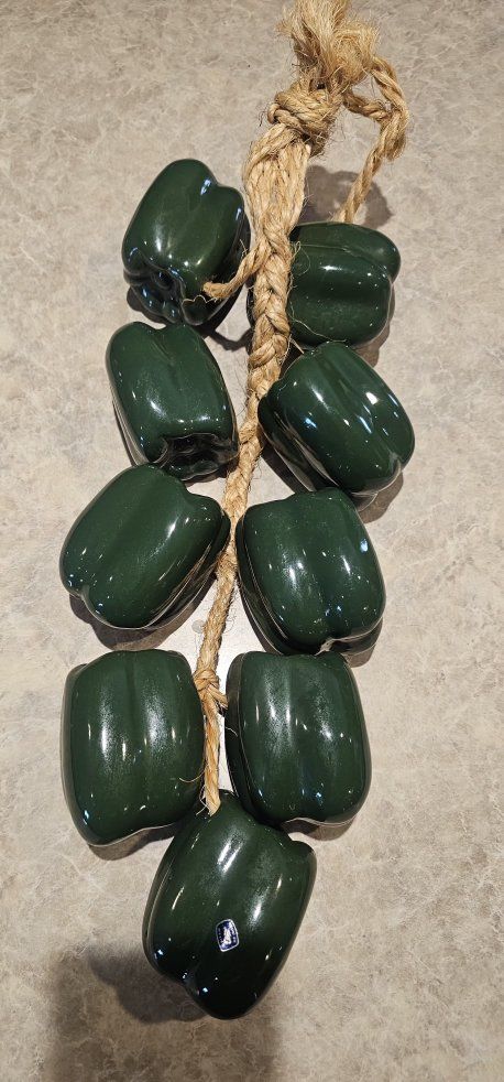 9 Piece Ceramic Green Peppers 20" long