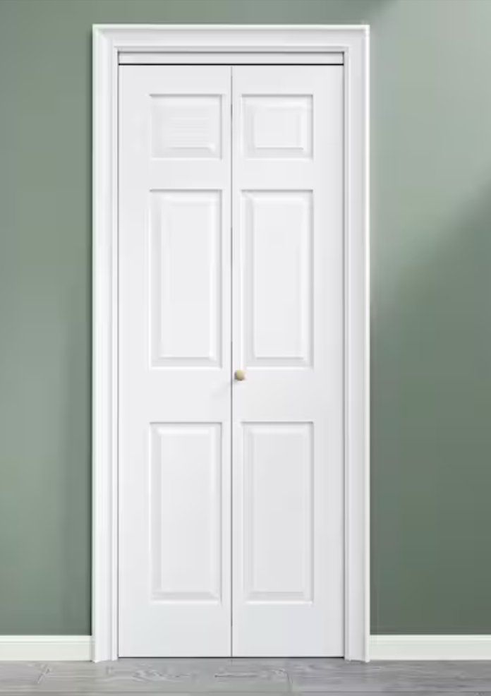 Bi-Fold Closet Door with Louvered Panels, White, 24x80 inches