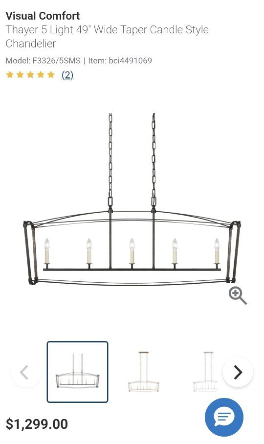 5 light candle style chandelier 49"