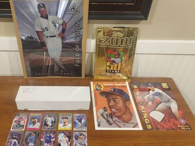 HUGE BASEBALL CARD & MEMORABILIA LOT – 530+ CARDS + OVERSIZED PROMOS –