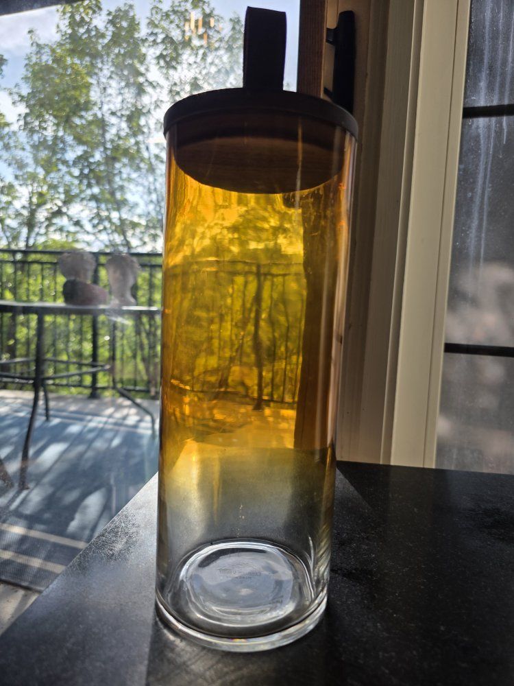 Amber Ombre Glass Storage Canister with Wooden Lid and Handle