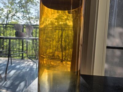 Amber Ombre Glass Storage Canister with Wooden Lid and Handle