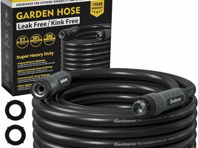 Geehome 25ft 5/8" Kink-Free Garden Hose. Polyurethane, Swivel Fittings.