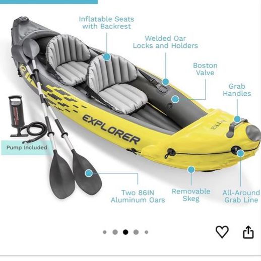 Intex Explorer K2 2-Person Inflatable Kayak Set with Oars & Pump (Used Once)