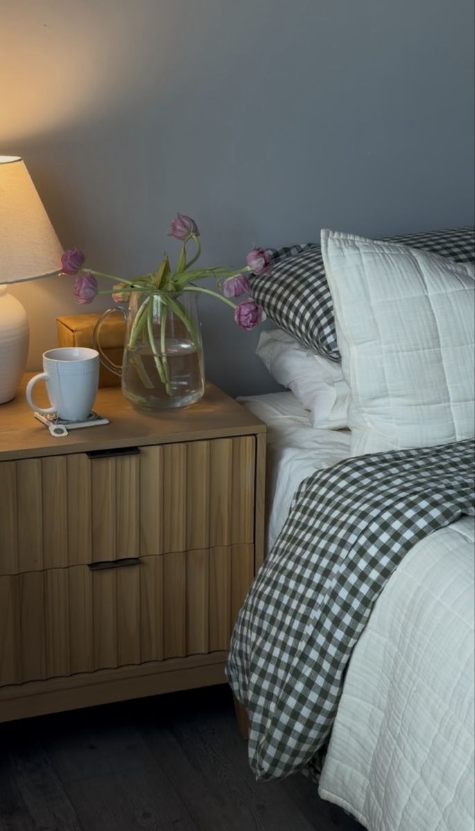 Wooden 2-Drawer Nightstand with Textured Front Panels, Light Wood Finish