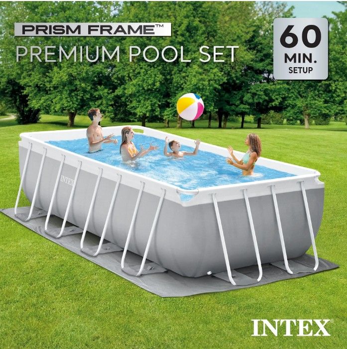 Brand New INTEX Prism Frame 16' x 8' x 42\" Above Ground Swimming Pool Set