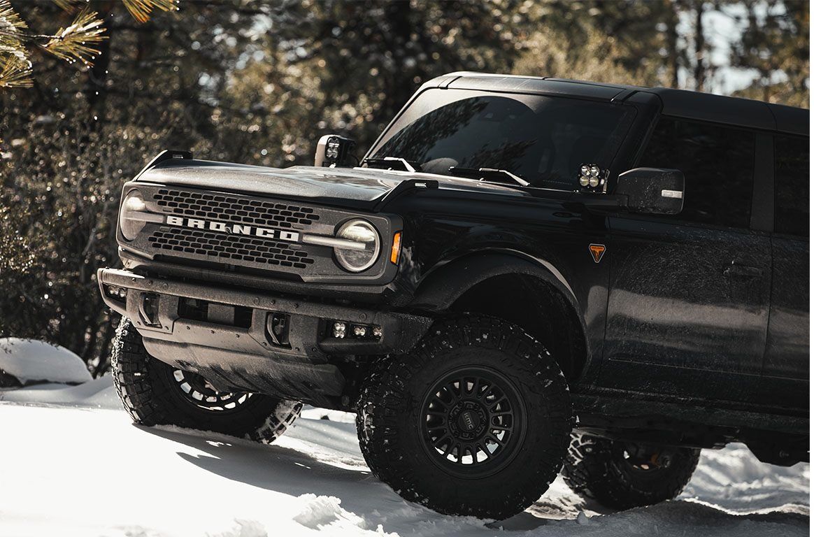 Baja Designs Ford Bronco A-pillar Ditch lights w/ wiring harness and brackets.