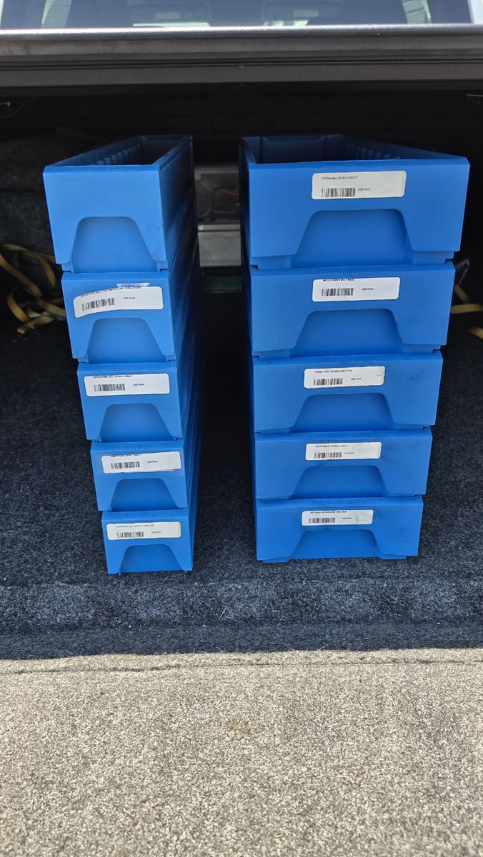 Lot of (10) Plastic Storage Bins for parts, Crafts, tools storage and more