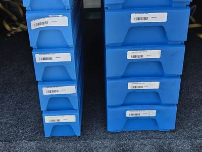 Lot of (10) Plastic Storage Bins for parts, Crafts, tools storage and more