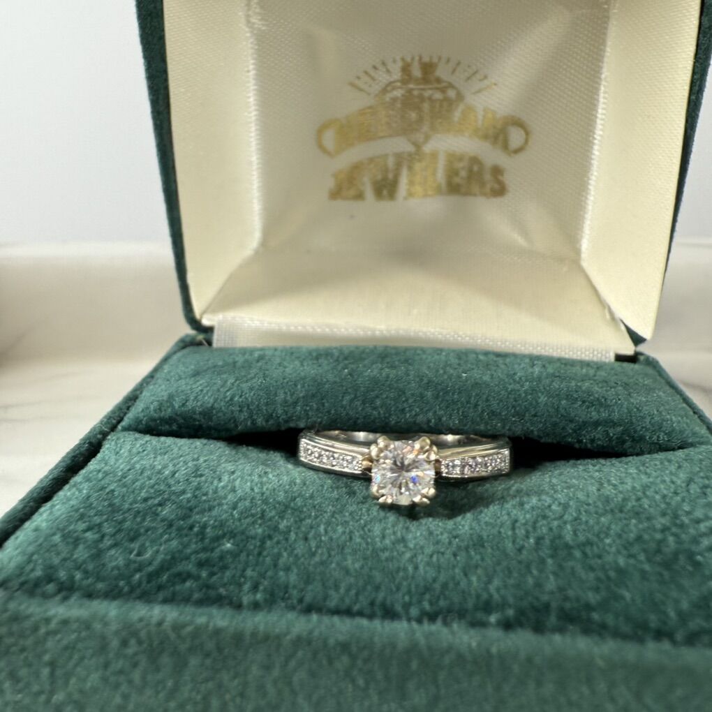 14k White Gold Engagement Ring .25ct Round Diamond