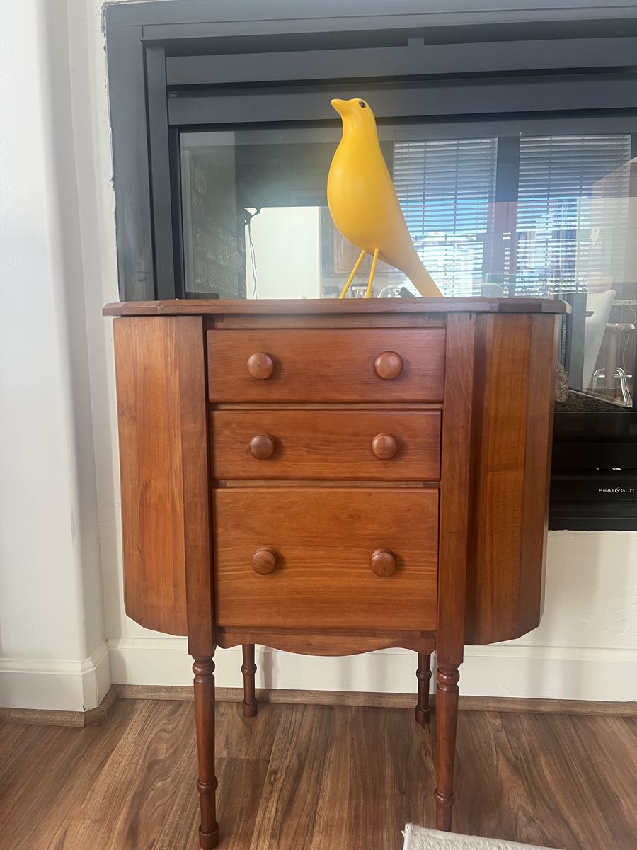 Beautiful Solid Walnut Sewing Cabinet Table.