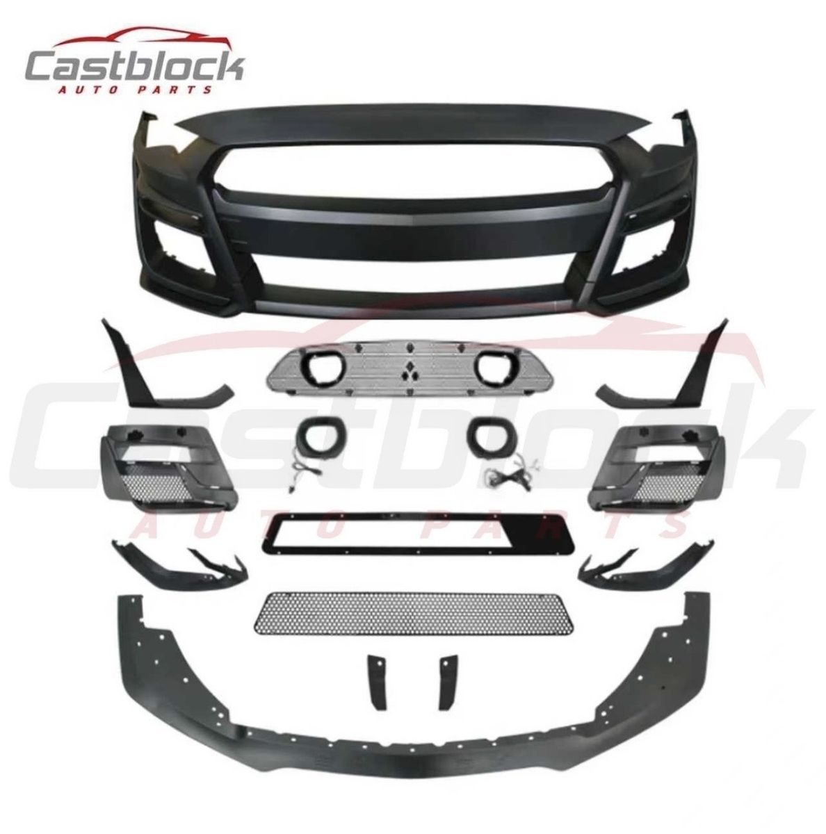 2018-2023 Ford Mustang Front Bumper Cover Kits W/ LED Grille GT500