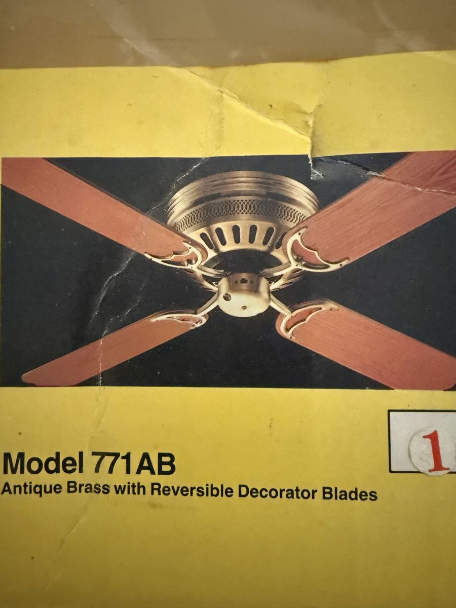 52" Low Profile Ceiling Fan - Antique Brass - Model 771AB New in Box