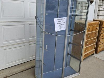 5 Glass & Metal Lighted Display Cases. Estate Sale