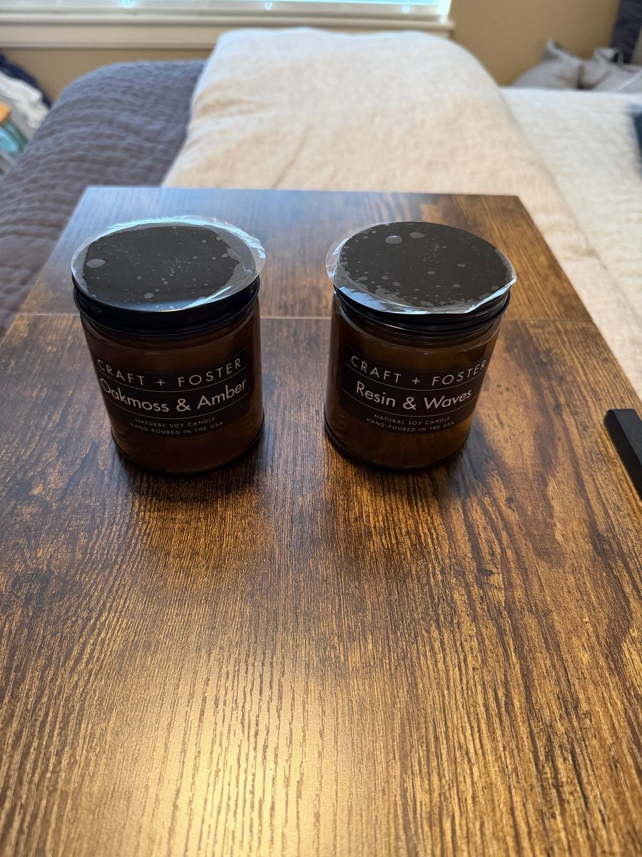 Craft + Foster Oakmoss & Amber and Resin & Waves Scented Soy Candles (2-Pack)