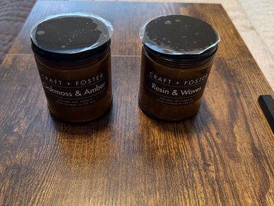 Craft + Foster Oakmoss & Amber and Resin & Waves Scented Soy Candles (2-Pack)