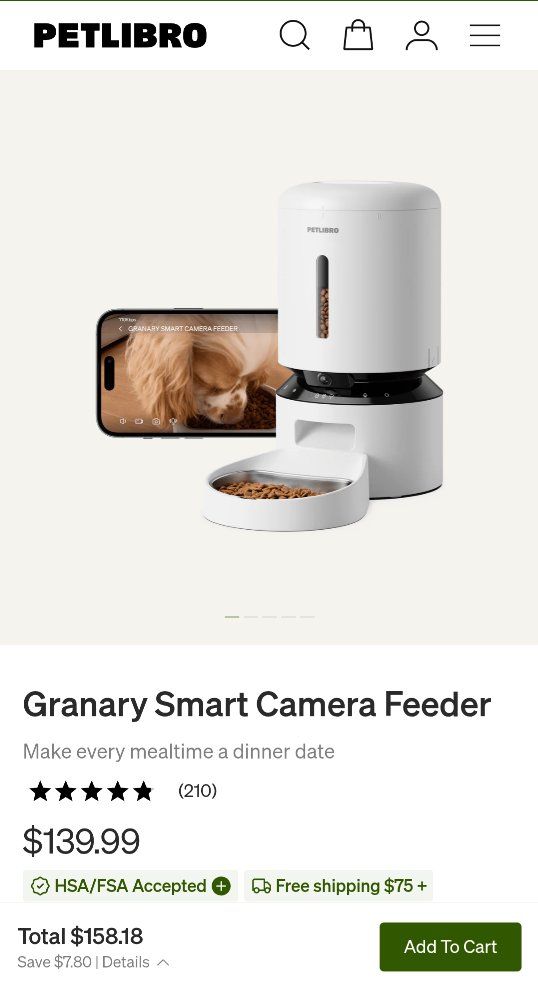 PETLIBRO Granary Smart Camera Feeder with Wi-Fi, App-Powered, 1080p Cam & Night Vision