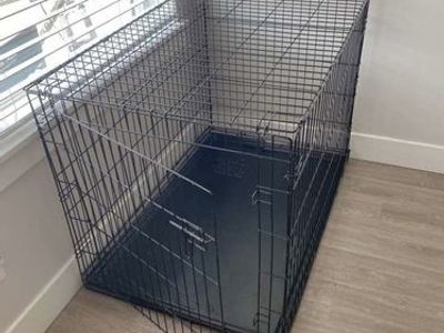 Xl dog crate 42” kennel folding wire pet cage extra large