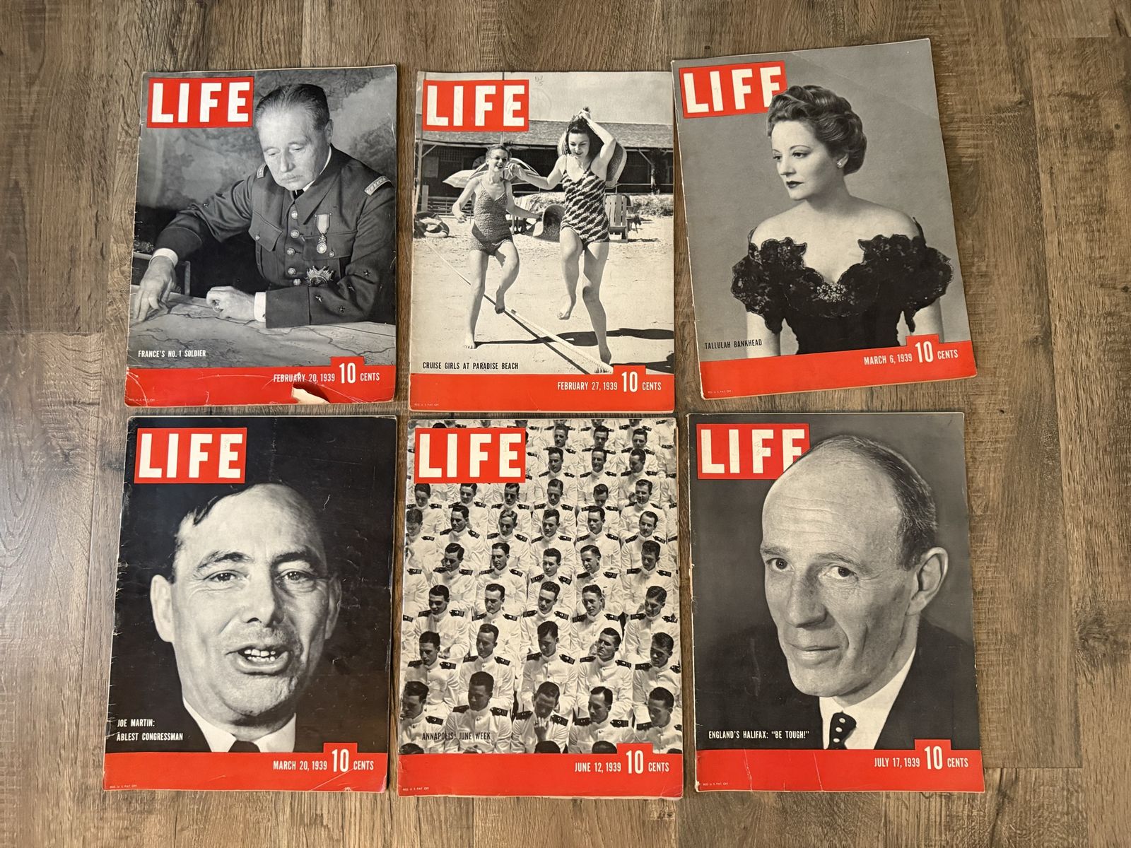 6 1939 Life Magazine Issues.  War Time Ads