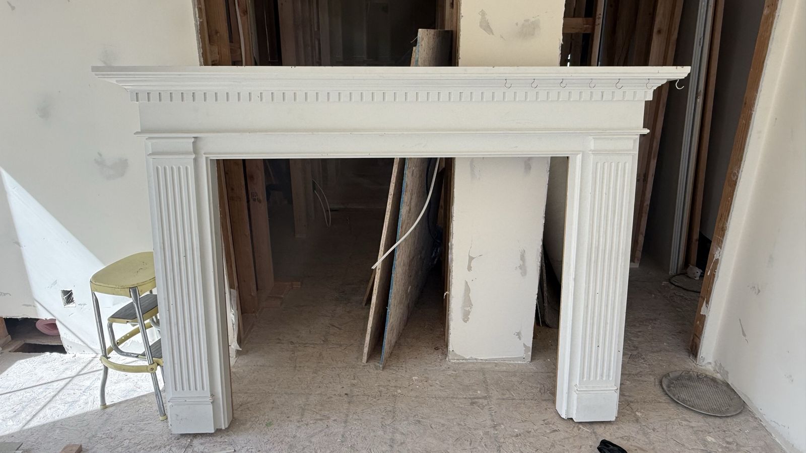 Oak fireplace mantel