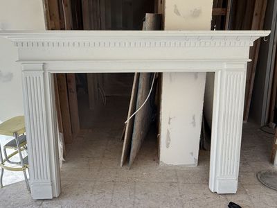 Oak fireplace mantel