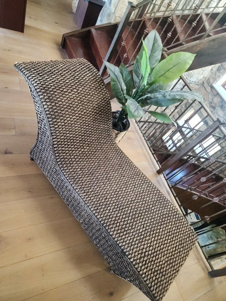 Two matching Handmade Balinese Banana Leaf Rattan Chaise Lounge