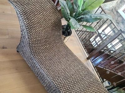 Two matching Handmade Balinese Banana Leaf Rattan Chaise Lounge