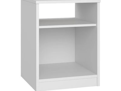 Versatile White Nightstand End Table with 2 Open Shelves - Perfect for Bedroom or Living Room Storage