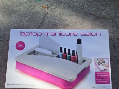 Schildkraut Laptop Manicure Salon - Portable Nail Care Station w/ Micro-Bead Cushion