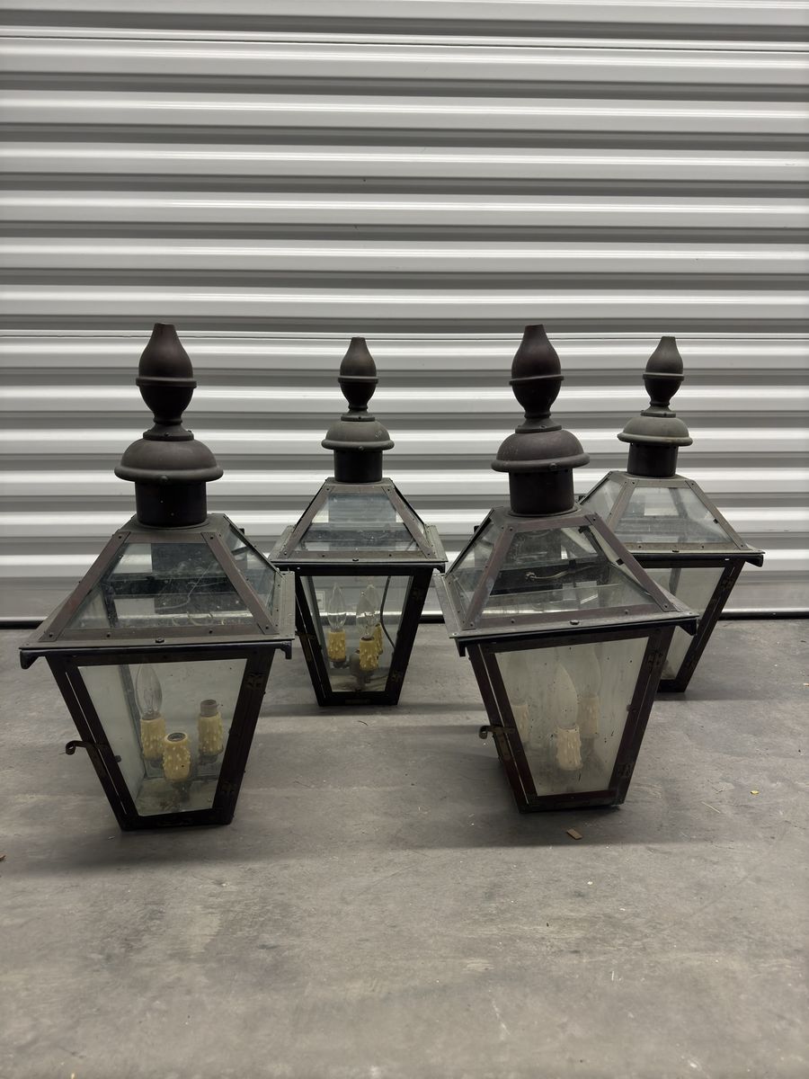 Set of 4 Vintage Outdoor Wall Lanterns – Aged Copper Finish