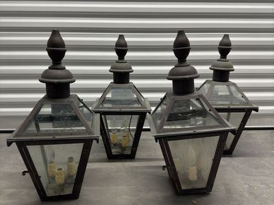 Set of 4 Vintage Outdoor Wall Lanterns – Aged Copper Finish