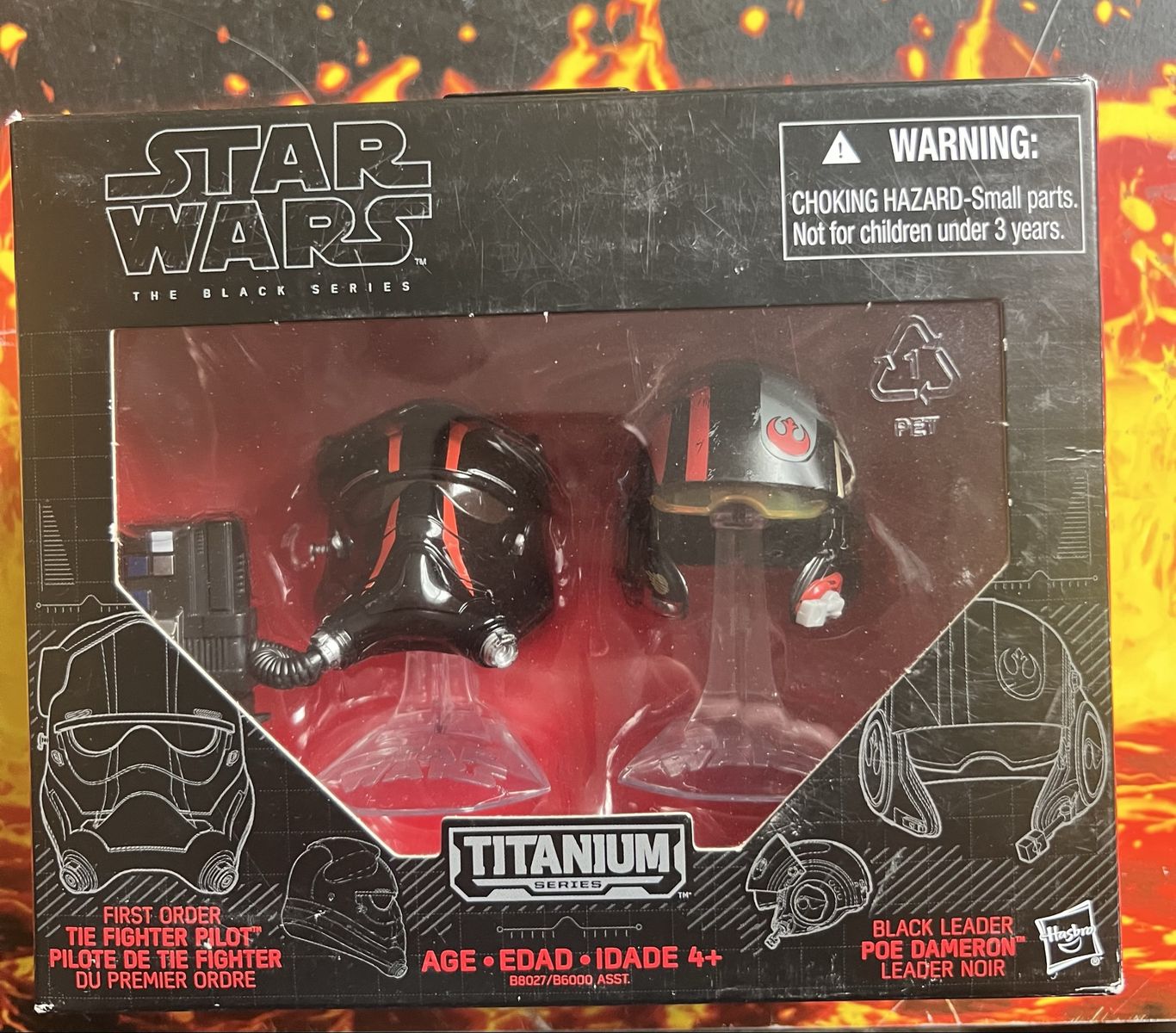 Star Wars The Black Series Titanium Series Poe Dameron Leader and First Order TIE Fighter Pilot Helmets