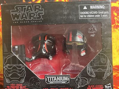 Star Wars The Black Series Titanium Series Poe Dameron Leader and First Order TIE Fighter Pilot Helmets
