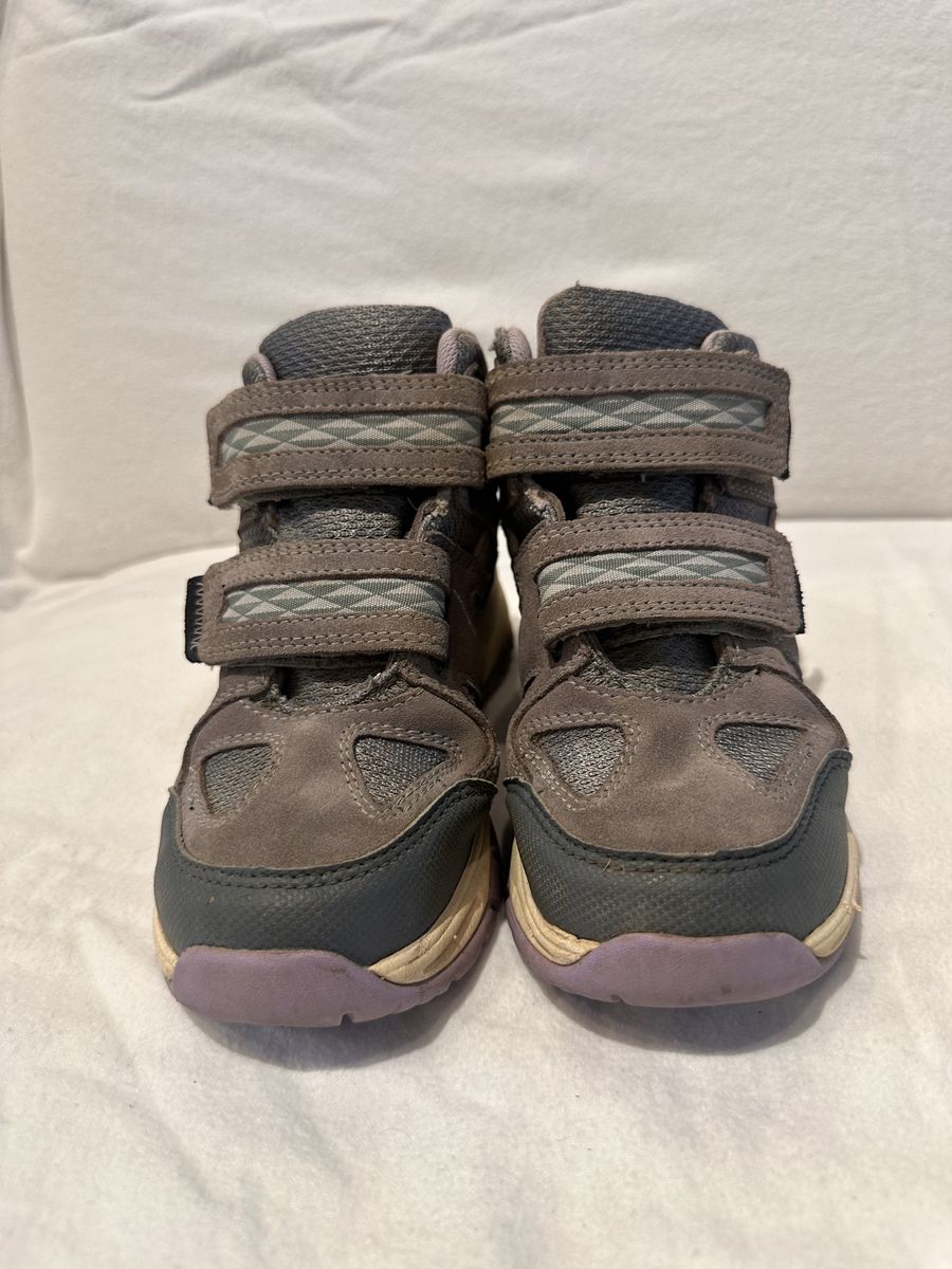 LLBean youth size 1 gray with lavender trim waterproof mid hiking boots