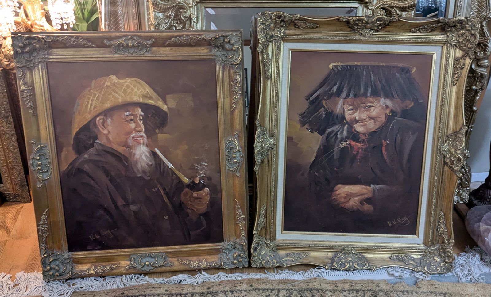 Vintage Original Oil paintings in exquisite ornate Solid Wood frames